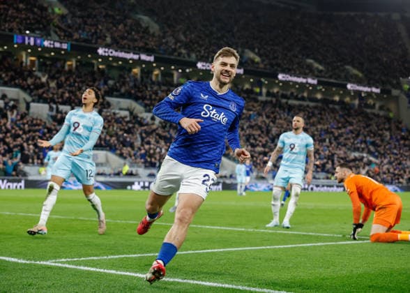 Liverpool, England, 3rd March 2026. Kiernan Dewsbury-Hall of Everton celebrates scoring their sides second goal during the Everton vs Burnley Premier League match at Hill Dickinson Stadium, Liverpool. Picture credit should read: Cody Froggatt Sportimage EDITORIAL USE ONLY. No use with unauthorised audio, video, data, fixture lists, club league logos or live services. Online in-match use limited to 120 images, no video emulation. No use in betting, games or single club league player publications. SPI_021_CF_EVERTON_V_BURNLEY SPI-4573-0020