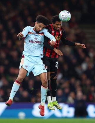 Bournemouth, England, 3rd March 2026. Kevin Schade of Brentford and Amine Adli of Bournemouth challenge for the ball during the AFC Bournemouth vs Brentford Premier League match at the Vitality Stadium, Bournemouth. Picture credit should read: Paul Terry Sportimage EDITORIAL USE ONLY. No use with unauthorised audio, video, data, fixture lists, club league logos or live services. Online in-match use limited to 120 images, no video emulation. No use in betting, games or single club league player publications. SPI_024_PT_Bournemouth_Brentford SPI-4572-0024