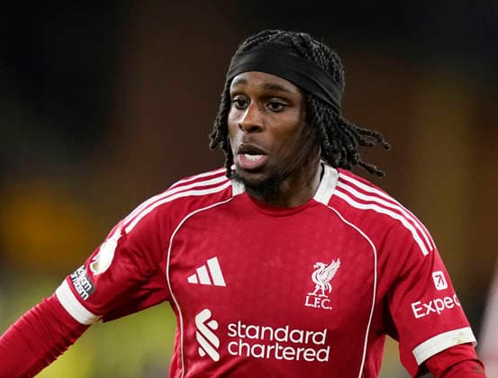 Wolverhampton, England, 3rd March 2026. Jeremie Frimpong of Liverpool during the Wolverhampton Wanderers vs Liverpool Premier League match at Molineux, Wolverhampton. Picture credit should read: Andrew Yates Sportimage EDITORIAL USE ONLY. No use with unauthorised audio, video, data, fixture lists, club league logos or live services. Online in-match use limited to 120 images, no video emulation. No use in betting, games or single club league player publications. SPI_056_AY_Wolves_Liverpool SPI-4574-0053