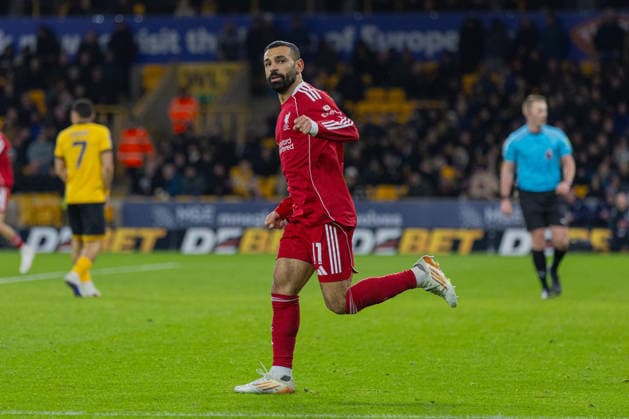 Football - FA Premier League - Wolverhampton Wanderers FC v Liverpool FC WOLVERHAMPTON, ENGLAND - Tuesday, March 3, 2026: Liverpool s Mohamed Salah celebrates after scoring his side s first and equalising goal during the FA Premier League match between Wolverhampton Wanderers FC and Liverpool FC at Molineux Stadium. (Photo by David Rawcliffe Propaganda) WOLVERHAMPTON Molineux Stadium WEST MIDLANDS ENGLAND  Copyright: xDavidxRawcliffex P2026-03-03-Wolves_Liverpool-114