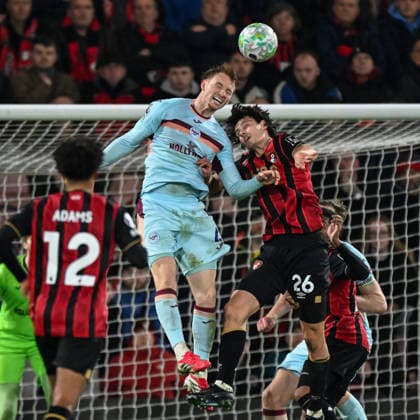 Bournemouth v Brentford Premier League Sepp van den Berg of Brentford wins a header against Enes Unal of Bournemouth during the Premier League match at the Vitality Stadium, Bournemouth 03 03 2026 UK Newspapers OUT Copyright: xJeremyxLandeyx FIL-23072-0077