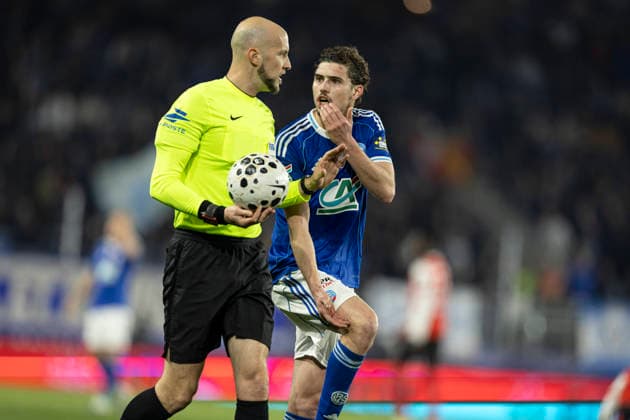 FOOTBALL : Racing Strasbourg (RCS) vs Reims - Coupe de France - Strasbourg - 03 03 26 Wattellier Eric et Joaquin Panichelli 9 (RCS)  Copyright: xelyxandroxcegarrax