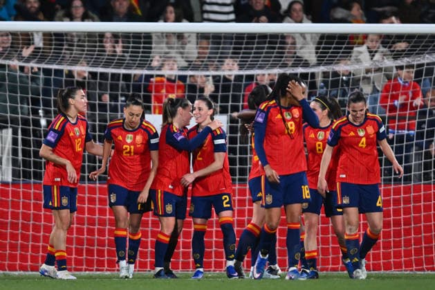 Spain v Iceland, March 3, 2026, Castellon, Spain Edna Imade and Salma Paralluelo of Spain celebrate during the European Women Qualifiers for the FIFA Womens World Cup 2027, League Phase MD1, football match played between Spain and Iceland at Estadio Castalia on March 03, 2026, in Castellon, Spain. Alex Nicodim Imago Images Copyright: xAlexxNicodimx