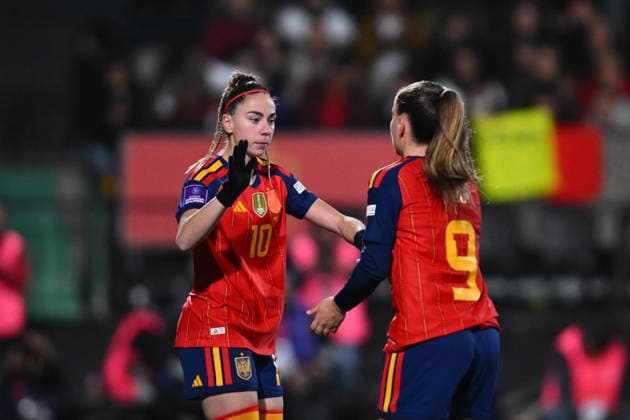 Spain v Iceland, March 3, 2026, Castellon, Spain Vicky Lopez and Athenea of Spain react during the European Women Qualifiers for the FIFA Womens World Cup 2027, League Phase MD1, football match played between Spain and Iceland at Estadio Castalia on March 03, 2026, in Castellon, Spain. Alex Nicodim Imago Images Copyright: xAlexxNicodimx