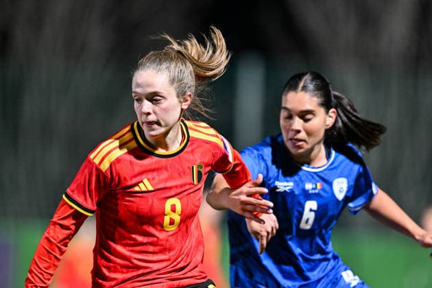 SOCCER WOMEN UEFA QUALIFIERS B4 MD1 ISRAEL VS BELGIUM Valesca Ampoorter (8) of Belgium pictured during a women football game between the national teams of Israel and Belgium, called the Red Flames, on the first match day in League B Group B4 in the league stage of the 2026-27 UEFA Women s European Qualifiers competition , on Tuesday 3 March 2026 in Budapest , Hungary . PHOTO SPORTPIX Stijn Audooren Budapest BSC Stadium - Budaors Hungary  Copyright: xSportpix.bex xStijnxAudoorenxStijnxAudoorenx