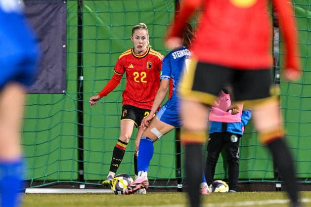 SOCCER WOMEN UEFA QUALIFIERS B4 MD1 ISRAEL VS BELGIUM Saar Janssen (22) of Belgium pictured during a women football game between the national teams of Israel and Belgium, called the Red Flames, on the first match day in League B Group B4 in the league stage of the 2026-27 UEFA Women s European Qualifiers competition , on Tuesday 3 March 2026 in Budapest , Hungary . PHOTO SPORTPIX Stijn Audooren Budapest BSC Stadium - Budaors Hungary  Copyright: xSportpix.bex xStijnxAudoorenxStijnxAudoorenx