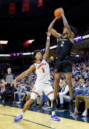 March 03, 2026: Wake Forest Demon Deacons Guard 2 Jake Harris takes three point shot during a NCAA, College League, USA Men s Basketball game between the Wake Forest Demon Deacons and the University of Virginia Cavaliers at John Paul Jones Arena in Charlottesville, VA. CSM Charlottesville United States of America - ZUMAc04_ 20260303_zma_c04_047 Copyright: xJustinxCooperx