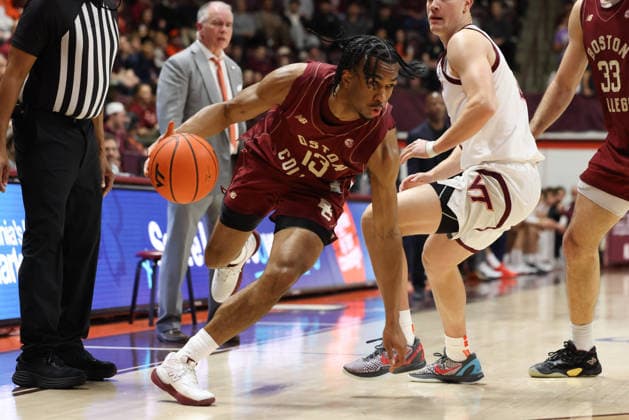 March 3, 2026: Boston College Eagles guard Donald Hand Jr. (13) drives to the basket during the NCAA, College League, USA Mens Basketball game between Boston College Eagles and Virginia Tech Hokies at Cassell Coliseum in Blacksburg, Virginia. CSM Blacksburg USA - ZUMAc04_ 20260303_zma_c04_049 Copyright: xGregxAtkinsx