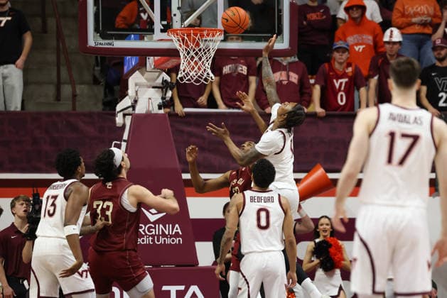 March 3, 2026: Virginia Tech Hokies forward Tobi Lawal (1) lays the ball up during the NCAA, College League, USA Mens Basketball game between Boston College Eagles and Virginia Tech Hokies at Cassell Coliseum in Blacksburg, Virginia. CSM Blacksburg USA - ZUMAc04_ 20260303_zma_c04_050 Copyright: xGregxAtkinsx