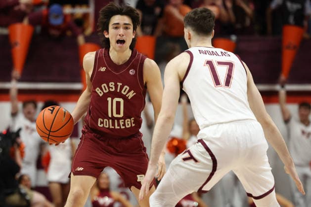 March 3, 2026: Boston College Eagles guard Luka Toews (10) looks to drive on Virginia Tech Hokies guard Neoklis Avdalas (17) during the NCAA, College League, USA Mens Basketball game between Boston College Eagles and Virginia Tech Hokies at Cassell Coliseum in Blacksburg, Virginia. CSM Blacksburg USA - ZUMAc04_ 20260303_zma_c04_070 Copyright: xGregxAtkinsx