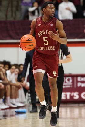 March 3, 2026: Boston College Eagles guard Fred Payne (5) brings the ball up during the NCAA, College League, USA Mens Basketball game between Boston College Eagles and Virginia Tech Hokies at Cassell Coliseum in Blacksburg, Virginia. CSM Blacksburg USA - ZUMAc04_ 20260303_zma_c04_074 Copyright: xGregxAtkinsx