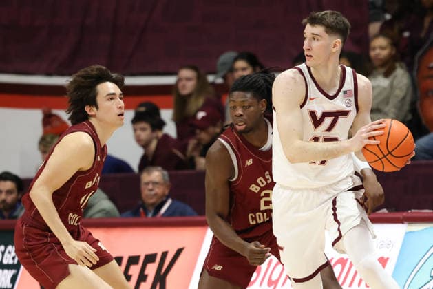 NCAA, College League, USA Basketball 2026: Boston College Vs Virginia Tech MAR 03 March 3, 2026: Virginia Tech Hokies guard Neoklis Avdalas (17) looks to pass around Boston College Eagles guard Luka Toews (10) during the NCAA Mens Basketball game between Boston College Eagles and Virginia Tech Hokies at Cassell Coliseum in Blacksburg, Virginia. Greg Atkins CSM (Credit Image: Greg Atkins Cal Media) Blacksburg Va USA EDITORIAL USE ONLY Copyright: xx ZUMA-20260303_zma_c04_062.jpg GregxAtkinsx csmphotothree477257