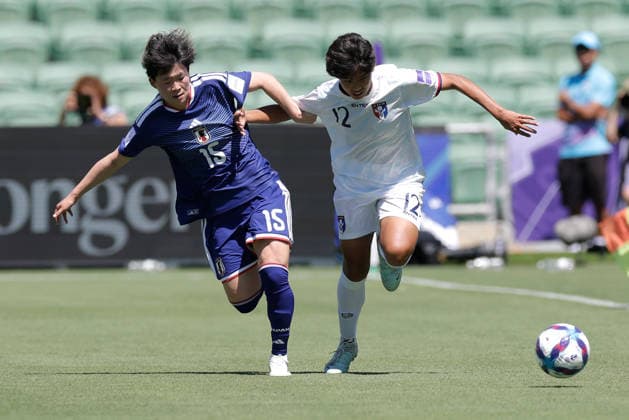 SOCCER ASIAN CUP JAPAN TAIWAN, Pu Hsin-Hui of Chinese Taipei and Aoba Fujino of Japan compete for the ball during the AFC Women™s Asian Cup Group C match between Japan and Taiwan at HBF Park in Perth, Wednesday, March 4, 2026. ( NO ARCHIVING, EDITORIAL USE ONLY PERTH WESTERN AUSTRALIA AUSTRALIA  Copyright: xRICHARDxWAINWRIGHTx 20260304146775982300
