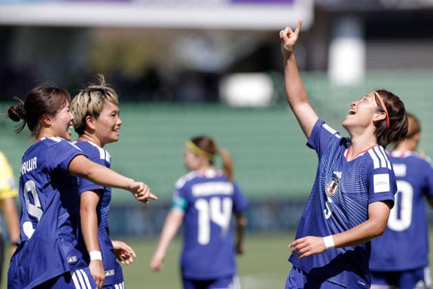 SOCCER ASIAN CUP JAPAN TAIWAN, Momoko Tanikawa (left) of Japan is congratulated by Hana Takahashi after scoring a goal during the AFC Women™s Asian Cup Group C match between Japan and Taiwan at HBF Park in Perth, Wednesday, March 4, 2026. ( NO ARCHIVING, EDITORIAL USE ONLY PERTH WESTERN AUSTRALIA AUSTRALIA  Copyright: xRICHARDxWAINWRIGHTx 20260304188104243963