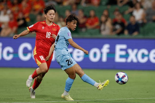 SOCCER ASIAN CUP VIETNAM INDIA, Sanfida Nongrum of India kicks a goal during the AFC Women™s Asian Cup Group C match between Vietnam and India at HBF Park in Perth, Wednesday, March 4, 2026. ( NO ARCHIVING, EDITORIAL USE ONLY PERTH WESTERN AUSTRALIA AUSTRALIA  Copyright: xRICHARDxWAINWRIGHTx 20260304188983513514