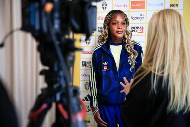 REGGIO CALABRIA, ITALY 20260304 Evelyn Ijeh during Wednesday s press conference, PK, Pressekonferenz the day after the women s World Cup qualifying premiere, at Altafiumare Resort, Reggio Calabria.
