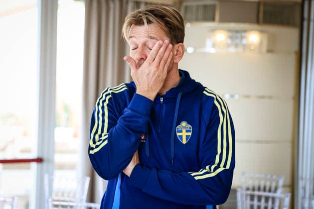 REGGIO CALABRIA, ITALY 20260304 Sweden s national team, Nationalteam captain Tony Gustavsson during Wednesday s press conference, PK, Pressekonferenz the day after the women s World Cup qualifier against Italy, at Altafiumare Resort, Reggio Calabria.