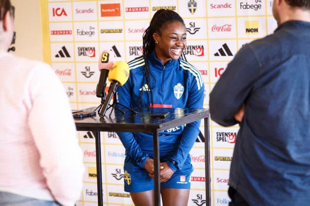 REGGIO CALABRIA, ITALY 20260304 Monica Jusu Bah during Wednesday s press conference, PK, Pressekonferenz the day after the women s World Cup qualifying premiere, at Altafiumare Resort, Reggio Calabria.