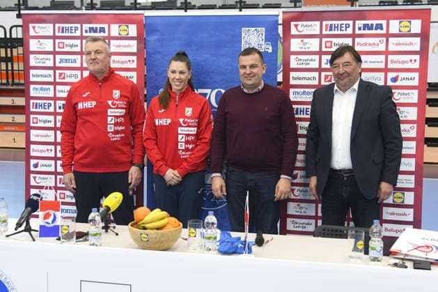 Croatia press: Women s EHF EURO 2026 Qualifiers Head Coach of Croatia Ivica Obrvan, player Dejana Milosavljevic, mayor of Bjelovar Dario Hrebak and Marketing Director of the Croatian Handball Federation Silvijo Njiric attend a press conference, PK, Pressekonferenz on March 4, 2026 in Bjelovar, Croatia ahead of The Women s EHF EURO 2026 Qualifier match between Croatia and France.  DamirxSpehar PIXSELL