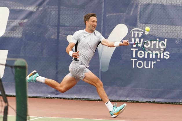 RECORD DATE NOT STATED ITF M25 Faro Men s Singles Tennis Tournament - 1st Round - Liam Broady (GBR) vs Francisco Rocha (POR), Faro, Portugal. March 4th, 2026. Clube de Tenis de Faro, Faro, Portugal. Liam Broady of Great Britain during the ITF M25 Faro Men s Singles Tennis Tournament 1st Round match versus Francisco Rocha of Portugal, played in hard court with Wilson Roland Garros All Court Deca (Type 2) balls. Credit: Nuno Pires Veloso Alamy Live News. Copyright: xx