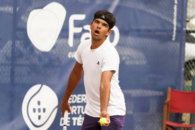 RECORD DATE NOT STATED ITF M25 Faro Men s Singles Tennis Tournament - 1st Round - Liam Broady (GBR) vs Francisco Rocha (POR), Faro, Portugal. March 4th, 2026. Clube de Tenis de Faro, Faro, Portugal. Francisco Rocha of Portugal during the ITF M25 Faro Men s Singles Tennis Tournament 1st Round match versus Liam Broady of the United Kingdom, played in hard court with Wilson Roland Garros All Court Deca (Type 2) balls. Credit: Nuno Pires Veloso Alamy Live News. Copyright: xx