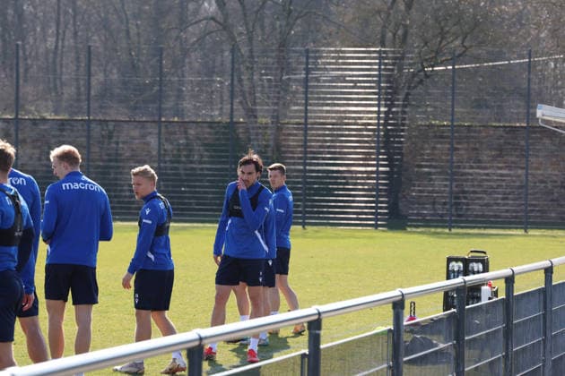 04.03.2026, xrekx, Fussball 2.Bundesliga, Karlsruher SC - Training v.l. Roko Simic (Karlsruher SC) (DFL DFB REGULATIONS PROHIBIT ANY USE OF PHOTOGRAPHS as IMAGE SEQUENCES and or QUASI-VIDEO) Karlsruhe