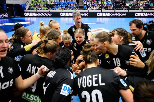 Handball, Frauen: EM-Qualifikation, Slowenien - Deutschland, 2. Runde, Gruppe 3, 3. Spieltag die Mannschaft von Deutschland Celje Slowenien