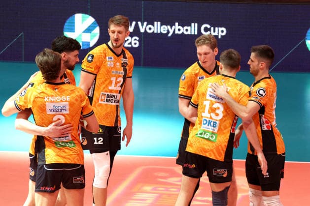 DEU, CEV-Cup, BR Volleys vs. Picenza Volleys, 04.03.2026, Max-Schmeling-Halle, Berlin, DEU, CEV-Cup, BR Volleys vs. Picenza Volleys, im Bild BR Volleys-Spielerkreis