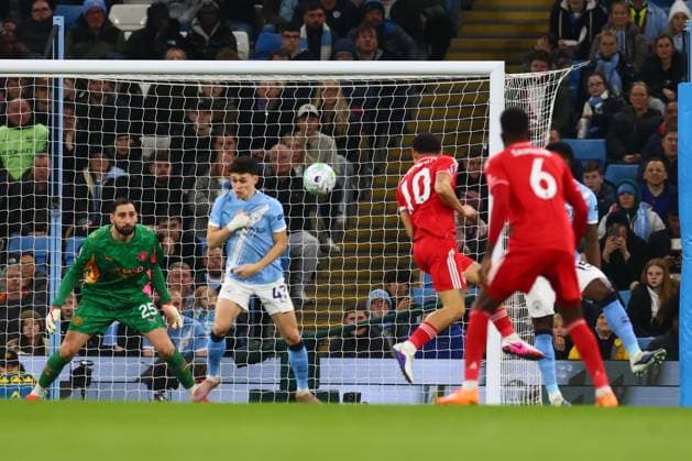 Morgan Gibbs-White of Nottingham Forest heads at goal Manchester City v Nottingham Forest, Premier League, Football, Etihad Stadium, Manchester, UK - 04 Mar 2026Manchester Etihad Stadium United Kingdom EDITORIAL USE ONLY No use with unauthorised audio, video, data, fixture lists, club league logos or live services. Online in-match use limited to 120 images, no video emulation. No use in betting, games or single club league player publications.  Copyright: xPaulxCurrie Shutterstockx 16720019x