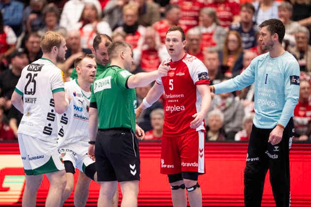 DENMARK CL Men s Handball: Aalborg Handball - Füchse Berlin Aalborg s Sander Sagosen (5) receives a two-minute suspension during the Champions League men s handball match between Aalborg Handball and Füchse Berlin at Gigantium in Aalborg on Wednesday, March 4, 2026. (Photo: Bo Amstrup Ritzau Scanpix) , Aalborg Denmark Mors Copyright: BoxAmrstrupx xRitzauxScanpix BoxAmstrupx spdk20260304-204012-L