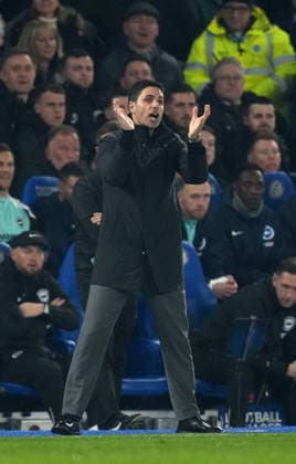 Brighton and Hove Albion v Arsenal, Premier League, Football, Amex Stadium, Brighton, UK - 04 Mar 2026 Mikel Arteta manager of Arsenal claps encouragement to his team. Brighton Amex Stadium Brighton UK, UK NEWSPAPERS OUT Copyright: xSeanxRyanx