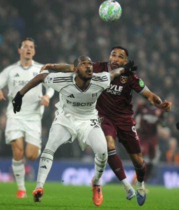 Football - 2025 2026 Premier League - Fulham vs West Ham United - Craven Cottage - Wednesday 4th March 2026 Issa Diop - Fulham and Callum Wilson 