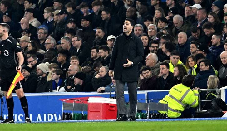 Arsenal manager Mikel Arteta on the touchline during the Premier League match between Brighton and Hove Albion and Arsenal at the American Express Stadium , Brighton , UK - 4th March 2026 Brighton & Hove Albion vs Arsenal Premier League Football, Amex Stadium, Sussex, United Kingdom - 04 Mar 2026Brighton Amex Stadium Sussex United Kingdom Editorial use only. No merchandising. For Football images FA and Premier League restrictions apply inc. no internet mobile usage without FAPL license - for details contact Football Dataco  Copyright: xSimonxDack TPI Shutterstockx 16724173r