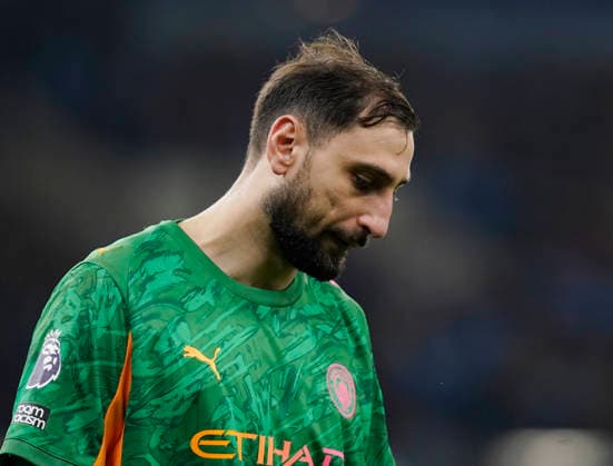 Manchester, England, 4th March 2026. Dejected Gianluigi Donnarumma of Manchester City during the Manchester City vs Nottingham Forest Premier League match at the Etihad Stadium, Manchester. Picture credit should read: Andrew Yates Sportimage EDITORIAL USE ONLY. No use with unauthorised audio, video, data, fixture lists, club league logos or live services. Online in-match use limited to 120 images, no video emulation. No use in betting, games or single club league player publications. SPI_084_AY_Manchester_City_Forest SPI-4576-0083