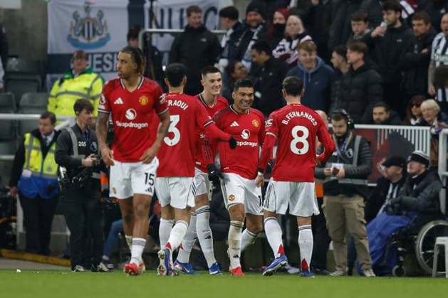 Newcastle United v Manchester United, ManU Premier League Casemiro of Manchester United celebrates scoring his sides first goal of the match 1-1 during the Premier League match between Newcastle United and Manchester United at St. James s Park, Newcastle, UK on 4 March 2026. Newcastle St. James s Park Tyne and Wear UK Editorial use only DataCo restrictions apply See www.football-dataco.com , Copyright: xCraigxCowanx PSI-23835-0068