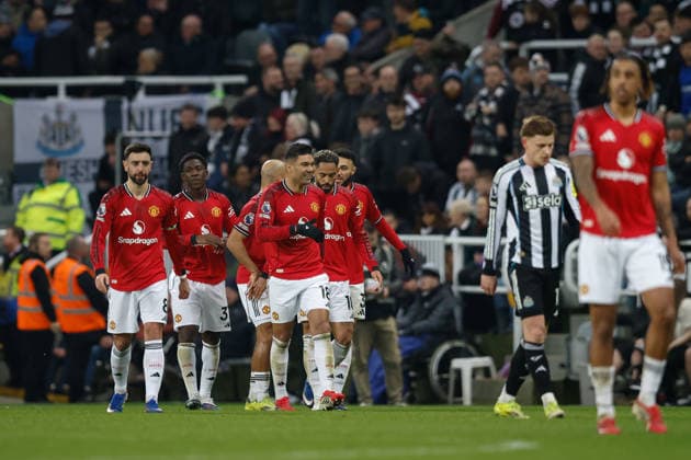 Newcastle United v Manchester United, ManU Premier League Casemiro of Manchester United celebrates scoring his sides first goal of the match 1-1 during the Premier League match between Newcastle United and Manchester United at St. James s Park, Newcastle, UK on 4 March 2026. Newcastle St. James s Park Tyne and Wear UK Editorial use only DataCo restrictions apply See www.football-dataco.com , Copyright: xCraigxCowanx PSI-23835-0069