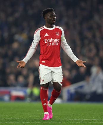 Premier League - Brighton & Hove Albion FC v Arsenal FC BRIGHTON, ENGLAND, MARCH 4: Bukayo Saka of Arsenal looks frustrated during the match between Brighton & Hove Albion FC and Arsenal FC in the Premier League at the AMEX Community Stadium in Brighton, England, on March 4. (Photo by Daniel Weir) Brighton AMEX Community Stadium England Copyright: xDanielxWeir CrystalxPixx Sportspressphoto_SPR101874
