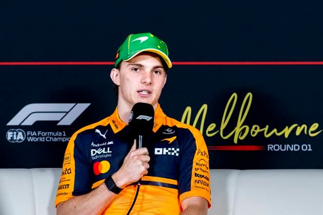 MELBOURNE - Formula 1 driver Oscar Piastri of McLaren Mastercard Formula 1 Team during the press conference, PK, Pressekonferenz at the Formula 1 Melbourne media day at Albert Park on March 5, 2025 in Melbourne, Australia. (Photo by DeFodi Images) -