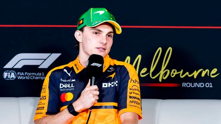 MELBOURNE - Formula 1 driver Oscar Piastri of McLaren Mastercard Formula 1 Team during the press conference, PK, Pressekonferenz at the Formula 1 Melbourne media day at Albert Park on March 5, 2025 in Melbourne, Australia. (Photo by DeFodi Images) -