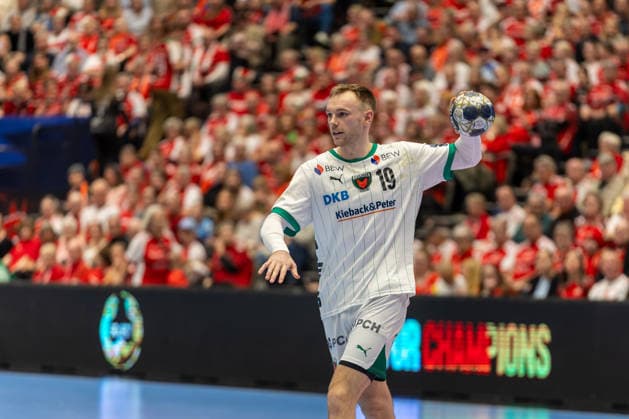Aalborg Handball v Fuchse Berlin, EHF Champions League handball, Aalborg, Denmark Aalborg, Denmark. 04th, March 2026. Mathias Gidsel (19) of Fuchse Berlin seen during the EHF Champions League match between Aalborg Handball and Füchse Berlin at Sparekassen Danmark Arena in Aalborg. Denmark, Aalborg  Copyright: xGonzalesxPhoto MadsxAndersenx