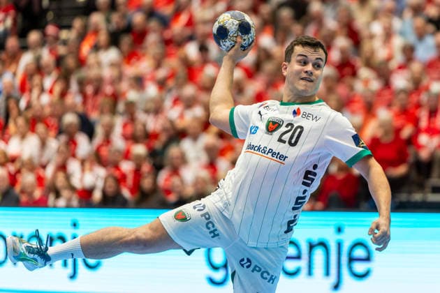 Aalborg Handball v Fuchse Berlin, EHF Champions League handball, Aalborg, Denmark Aalborg, Denmark. 04th, March 2026. Tim Freihofer (20) of Fuchse Berlin seen during the EHF Champions League match between Aalborg Handball and Füchse Berlin at Sparekassen Danmark Arena in Aalborg. Denmark, Aalborg  Copyright: xGonzalesxPhoto MadsxAndersenx