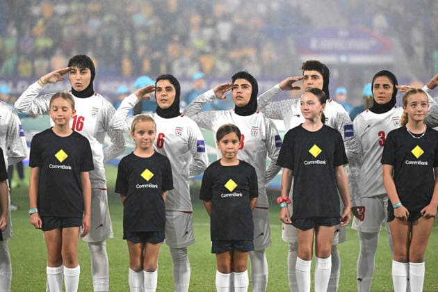 SOCCER ASIAN CUP IRAN AUSTRALIA, Iran players are seen during the National Anthem during the AFC Women™s Asian Cup Group A match between Iran and Australia at Cbus Super Stadium on the Gold Coast, Thursday, March 5, 2026. ( NO ARCHIVING, EDITORIAL USE ONLY GOLD COAST QUEENSLAND AUSTRALIA  Copyright: xDAVExHUNTx 20260305146472816283