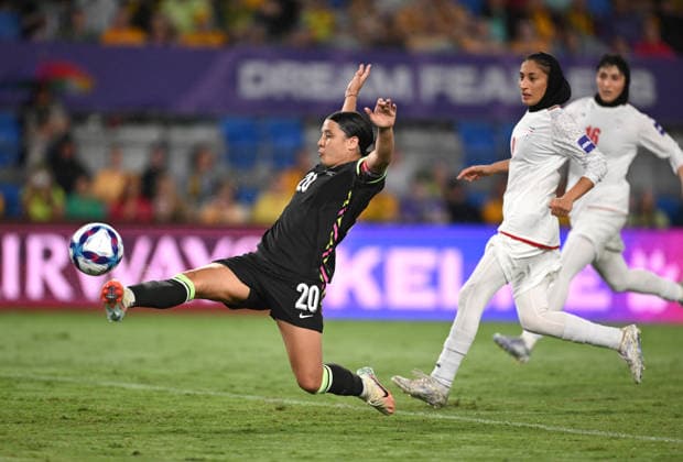 SOCCER ASIAN CUP IRAN AUSTRALIA, Sam Kerr of Australia takes a shot at goal during the AFC Women™s Asian Cup Group A match between Iran and Australia at Cbus Super Stadium on the Gold Coast, Thursday, March 5, 2026. ( NO ARCHIVING, EDITORIAL USE ONLY GOLD COAST QUEENSLAND AUSTRALIA  Copyright: xDAVExHUNTx 20260305199393443777