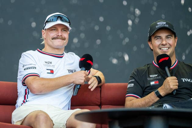 F1 Australian Grand Prix - Valtteri Bottas during Media Day VALTTERI BOTTAS (FIN) of Cadillac Formula 1 Team 77 and SERGIO PEREZ (MEX) of Cadillac Formula 1 Team 11 at the fan forum on Media Day during the 2026 Formula 1 Qatar Airways Australian Grand Prix at the Albert Park Circuit on March 5, 2026. Photo by Antoine Lapeyre ABACAPRESS.COM Melbourne Australia  Copyright: xLapeyrexAntoine ABACAx