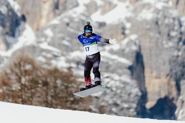 PARALYMPICS - Winter Paralympics Milano Cortina 2026 CORTINA D AMPEZZO,ITALY,05.MAR.26 - PARALYMPICS - Paralympic Winter games, Winterspiele,Spiele, Summer games Milano Cortina 2026, preview, Para Snowboard, training. Image shows Oliver Dreier (AUT).  GEPAxpictures xMaticxKlansek