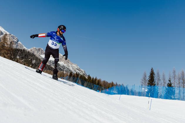 PARALYMPICS - Winter Paralympics Milano Cortina 2026 CORTINA D AMPEZZO,ITALY,05.MAR.26 - PARALYMPICS - Paralympic Winter games, Winterspiele,Spiele, Summer games Milano Cortina 2026, preview, Para Snowboard, training. Image shows Rene Eckhart (AUT).  GEPAxpictures xMaticxKlansek