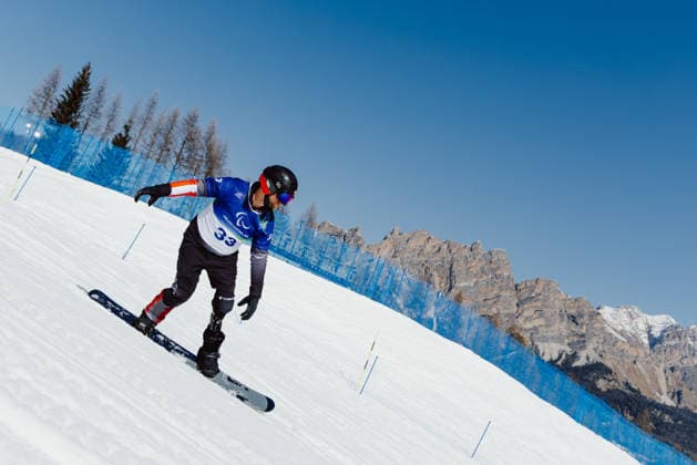 PARALYMPICS - Winter Paralympics Milano Cortina 2026 CORTINA D AMPEZZO,ITALY,05.MAR.26 - PARALYMPICS - Paralympic Winter games, Winterspiele,Spiele, Summer games Milano Cortina 2026, preview, Para Snowboard, training. Image shows Rene Eckhart (AUT).  GEPAxpictures xMaticxKlansek