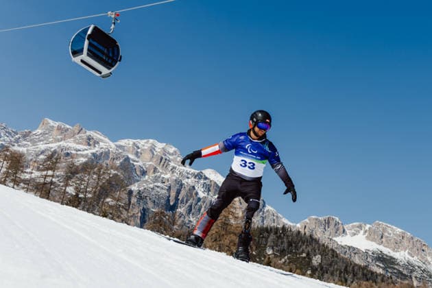 PARALYMPICS - Winter Paralympics Milano Cortina 2026 CORTINA D AMPEZZO,ITALY,05.MAR.26 - PARALYMPICS - Paralympic Winter games, Winterspiele,Spiele, Summer games Milano Cortina 2026, preview, Para Snowboard, training. Image shows Rene Eckhart (AUT).  GEPAxpictures xMaticxKlansek