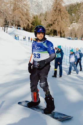 PARALYMPICS - Winter Paralympics Milano Cortina 2026 CORTINA D AMPEZZO,ITALY,05.MAR.26 - PARALYMPICS - Paralympic Winter games, Winterspiele,Spiele, Summer games Milano Cortina 2026, preview, Para Snowboard, training. Image shows Rene Eckhart (AUT).  GEPAxpictures xMaticxKlansek