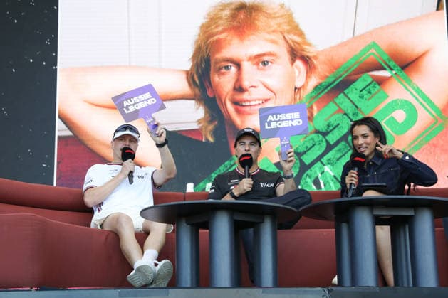 March 5, 2026: VALTTERI BOTTAS and SERGIO PEREZ of Team Cadillac on stage at the Fan Forum Event at the 2026 Australian Formula 1 Grand Prix on March 05, 2026 in Melbourne, Australia - ZUMAa155 20260305_aaa_a155_031 Copyright: xChristopherxKhouryx